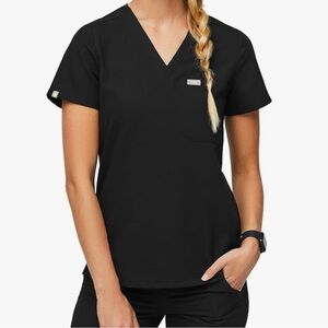 Women's Figs Black V-Neck Scrub Top